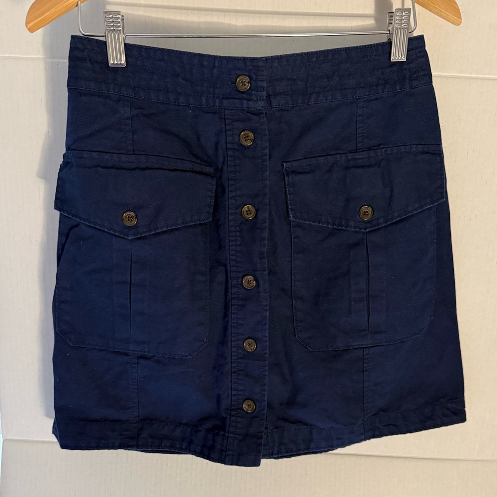 Banana Republic Navy Linen Blend Button-Up Skirt